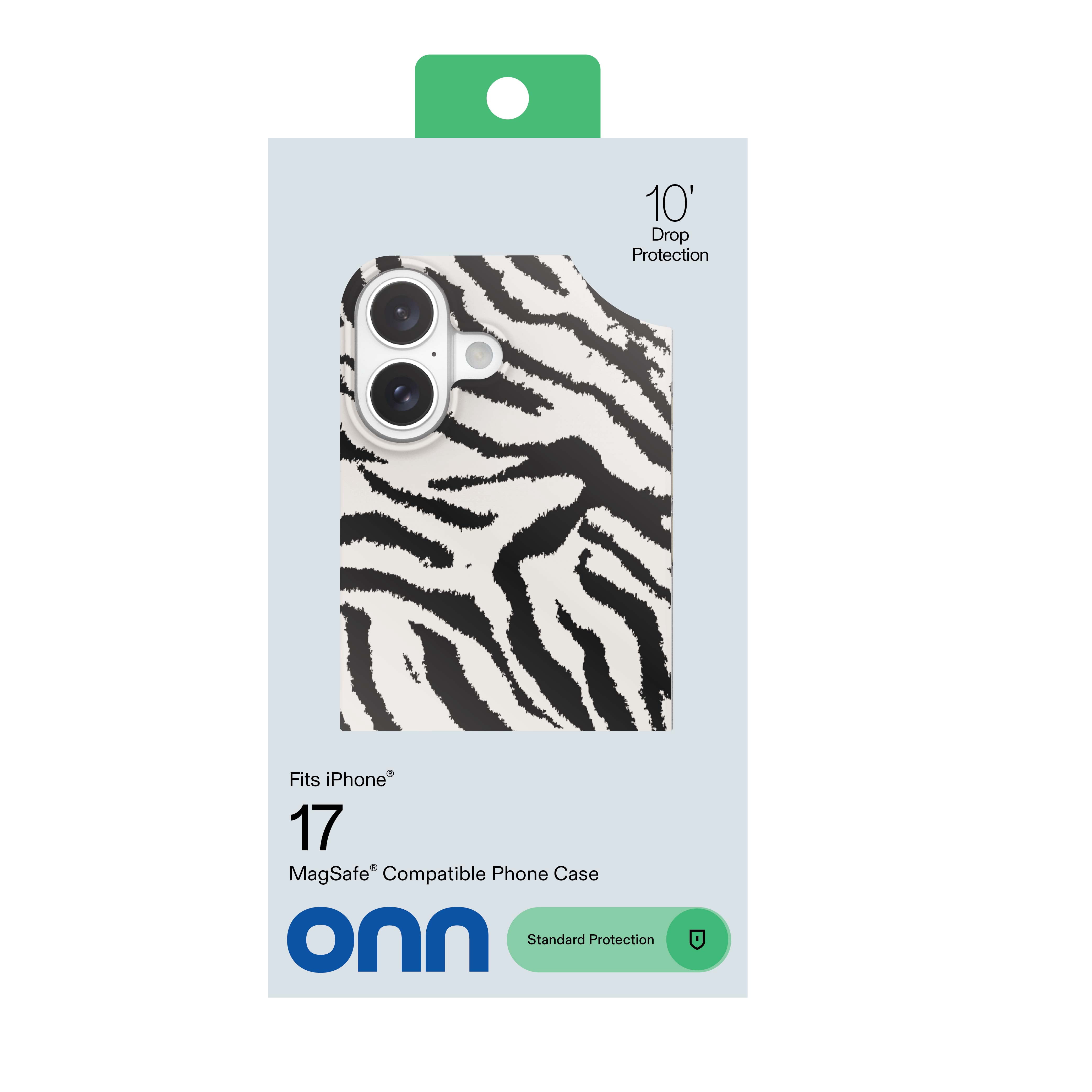 onn Phone Case for iPhone 17, MagSafe Compatible - Zebra Stripe