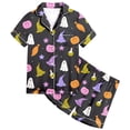 thumbnail image 4 of Weebloom Halloween Summer Pajamas For Girls Cute Ghost Soft Satin Pajamas Short Sleeve Button Up Shirt Shorts Cute Printed Holiday Party Tween Sleepwear Nightwear Pjs Loungewear 10-11 Years, 4 of 4