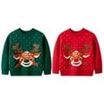thumbnail image 6 of Kids Christmas Round Collar Knitted Sweater Boys Girls Catoon Cute Elk Print Gift For Kids, 6 of 6