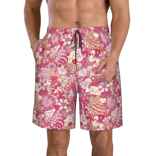 Fotbe Sweet Trajes de Baño Estampados para Hombre, Shorts de Verano de Secado Rápido, Ropa de Playa, Bañadores-Large