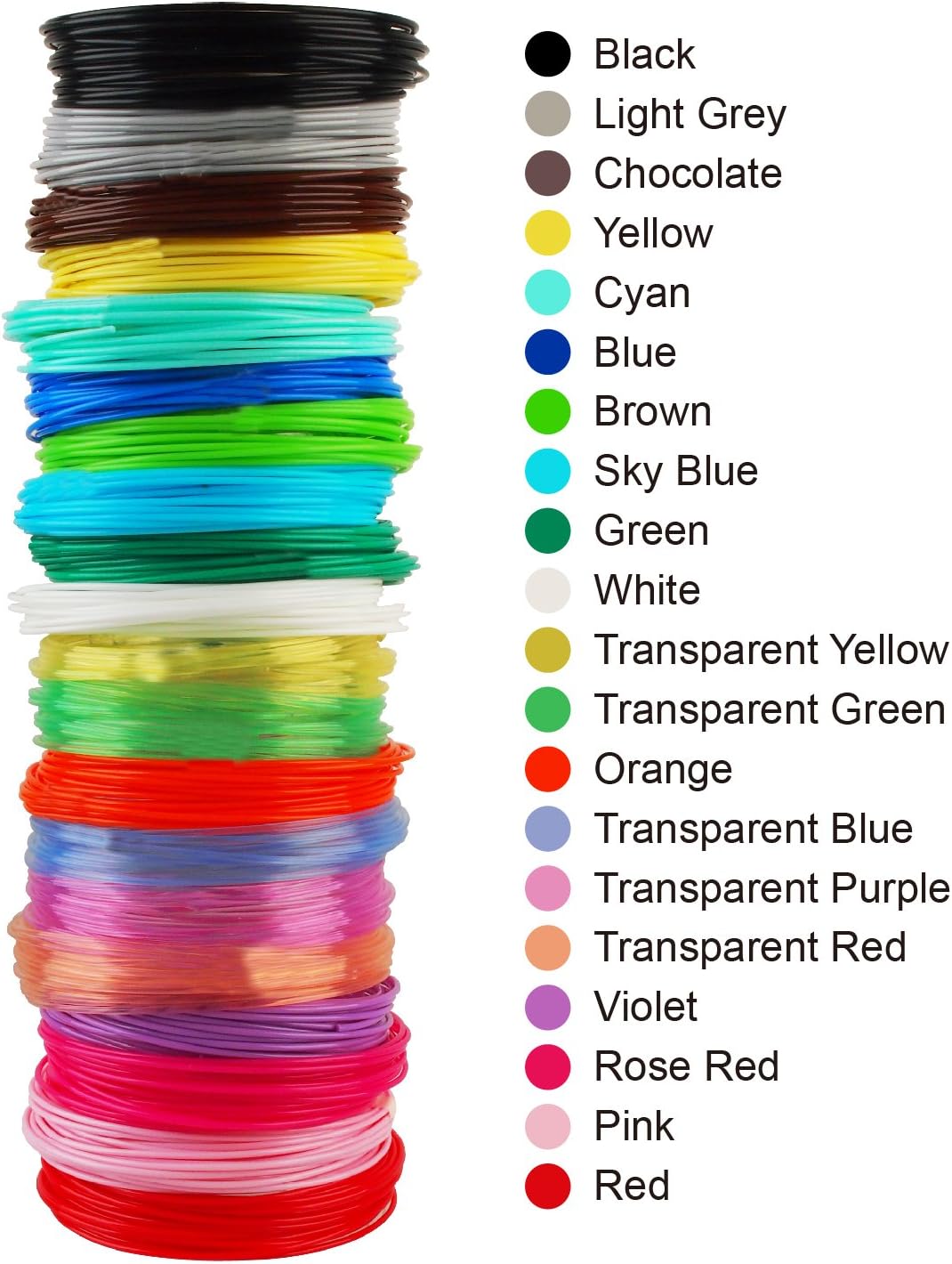 3D Pen PLA Filament Refills, 20 Colors, 20 Feet Each Color, Total 400 Feet by , Support for All 1.75mm 3D Printer and 3D Pen, Not Fit for Pen