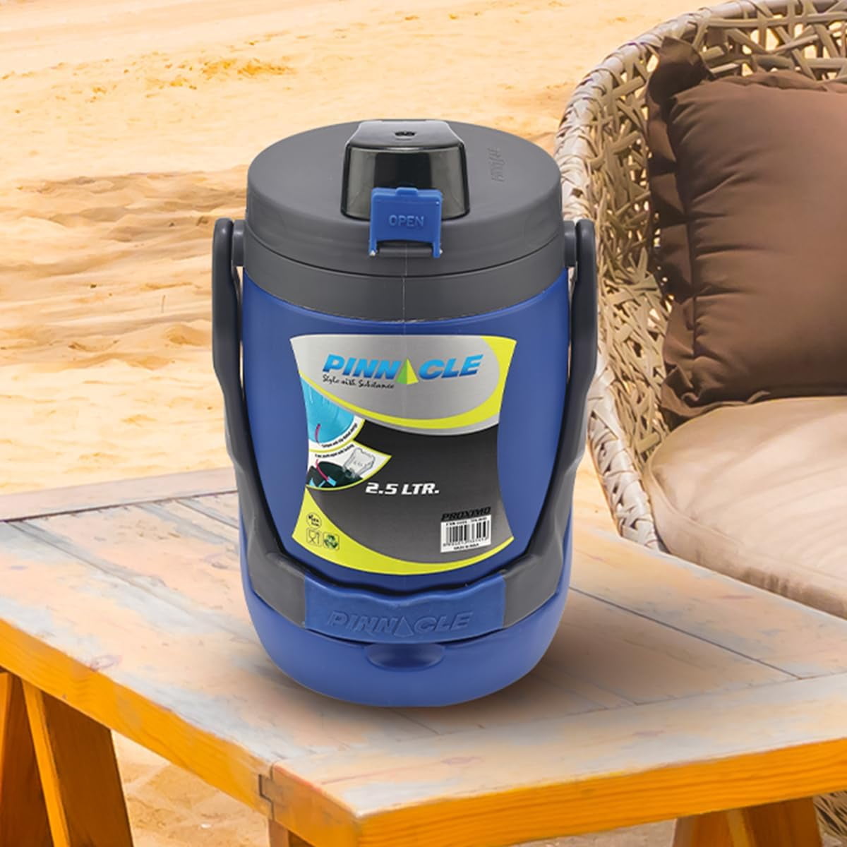 Pinnacle Thermoware Insulated Water Jug with Spout 85 Oz Large Water Bottle with Easy to Carry Handle - Blue