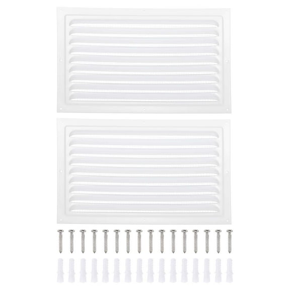 Uxcell 8x12" Gable Vent Cover, Aluminum Alloy Rectangular Floor Air Vent Covers Metal Soffit Return Grille with Screen Mesh and Screw 2 Pcs