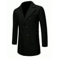 thumbnail image 3 of Chiccall Mens Double Breasted Trench Coat Mid Long Jacket Notched Lapel Winter Casual Warm Wool Overcoat with Pockets, 3 of 8
