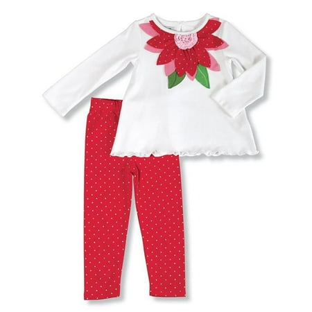 

Mud Pie Little Girls Christmas Poinsetta Tunic-Legging Set-6-9 Months