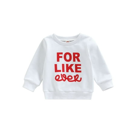 

wybzd Infant Toddler Baby Girl Boy Fall Winter Clothes Letter Print Sweatshirt Long Sleeve Pullover Sweater Tops White 0-6 Months