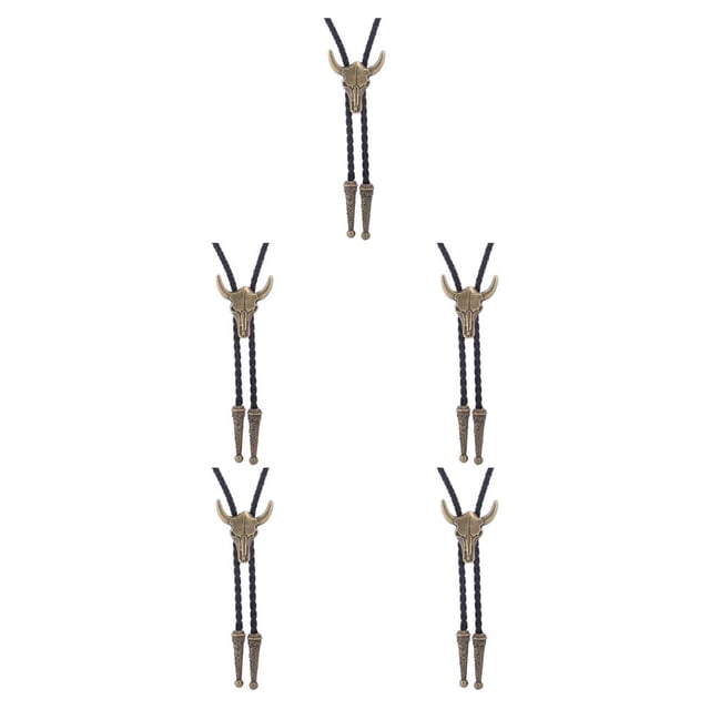 Qarigey Corbatas doradas para hombres Bolo de moda estadounidense Corbata de collar de estilo occidental ajustable como regalo perfecto con cuerno de bronce 5piezas Qarigey CBP190717