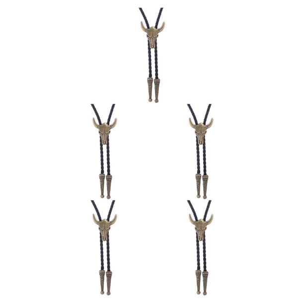 Qarigey Corbatas doradas para hombres Bolo de moda estadounidense Corbata de collar de estilo occidental ajustable como regalo perfecto con cuerno de bronce 5piezas Qarigey CBP190717