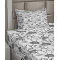 thumbnail image 2 of Grey Sheet Set, Modern Graphic of Flowers and Branches with Simple Pure Patterns Boho Print, Fitted and Flat Sheet with Pillowcase Bedding Accent 3 Piece Set, Twin XL, Grey White, by Ambesonne, 2 of 4