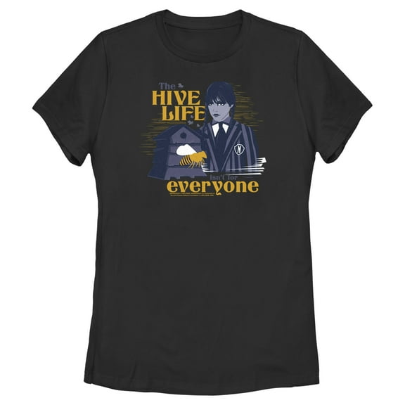 Women's Wednesday The Hive Life Everyone Graphic Tee Black 2X Large