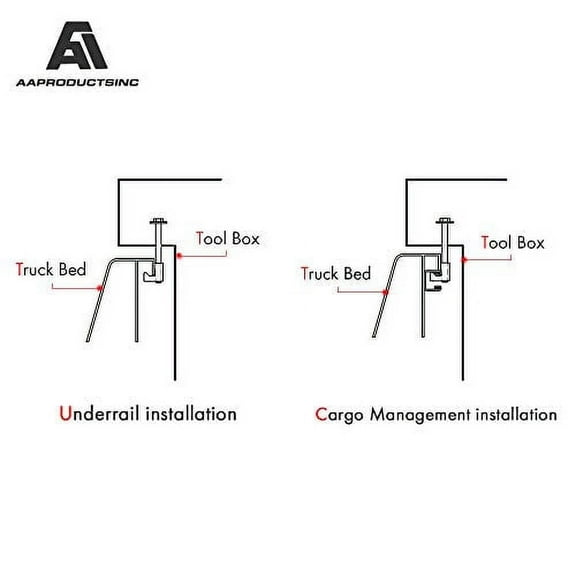 AA-Racks P-AC-07 Pickup Truck Tool Box Tie Downs Aluminum J Hook Crossover 4 Pack, Black
