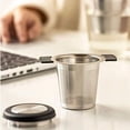 thumbnail image 4 of Infusor de té de malla extrafina, colador de té de acero inoxidable para té y café de hojas sueltas, filtro de té de gran capacidad para tazas de té, teteras, tazas, asas dobles de silicona, 4 of 6