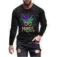 thumbnail image 2 of TIMIFIS Mardi Gras T-Shirts à Manches Longues pour Hommes Grande Taille Imprimés Carnaval Classique Col Rond Hauts, 2 of 5