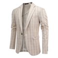 thumbnail image 3 of Cloudstyle Men's Lightweight Checkered Blazer - Notch Lapel Single Button Slim Fit Suit Jacket, Center Vent for Spring/Summer/Fall, 3 of 11