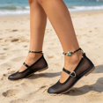 thumbnail image 4 of Qaltryn Mesh Ballet Flats for Women with Buckle Fashion Fishnet Flats Comfortable Mary Jane Shoes for Casual & Work, 4 of 9