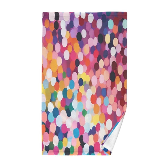 Yayeee 100% Cotton Hand Towels for Bathroom 16" x 28" Soft Absorbent Kitchen Towel, Black Colorful Circles