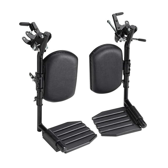 Invacare Wheelchair Footrest Assembly – Hemi Spacing, Black Aluminum Footplate with Heel Loops, 1 Pair