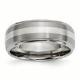 thumbnail image 1 of Titanium Ridged Edge Sterling Silver Inlay 8mm Brushed/Polished Band Size 10.5, 1 of 6