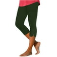 thumbnail image 3 of QATAINLAV Capri Leggings for Women Tummy Control Knee Length Cropped Bottom Summer Stretch High Waist Workout Yoga Capris 2024 Solid Color Legging Pants Best Sales Today Army Green XL, 3 of 6