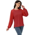thumbnail image 3 of Women's Casual Sequin Ballon Long Sleeve Blouse Loose Round Neck Matching Top Party, 3 of 7
