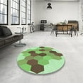 thumbnail image 3 of Ahgly Company Indoor Round Patterned Olive Drab Green Area Rugs, 7' Round, 3 of 6