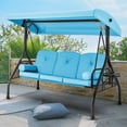 thumbnail image 4 of Homrest Metal Porch Swing with Adjustable Canopy and Pillow, Blue, 4 of 7