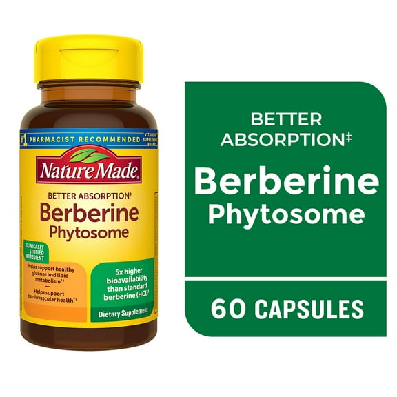 Nature Made Better Absorption Berberine Phytosome Capsules, Berberine Supplement, 60 Count