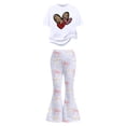 thumbnail image 5 of Gaexia Girls' Summer Pant Set,Valentine's Day Girls Outfit Cute Bow Heart Print Short Sleeve Top With Flare Leg Pants Toddler Two Piece Matching Fashion Clothes,12-13 Years, 5 of 6