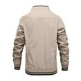 thumbnail image 3 of Men's Lightweight Softshell Coat Zipper Long Sleeve Sportswear Coat Stand Collar Windbreaker Flight Bomber Jacket, 3 of 3