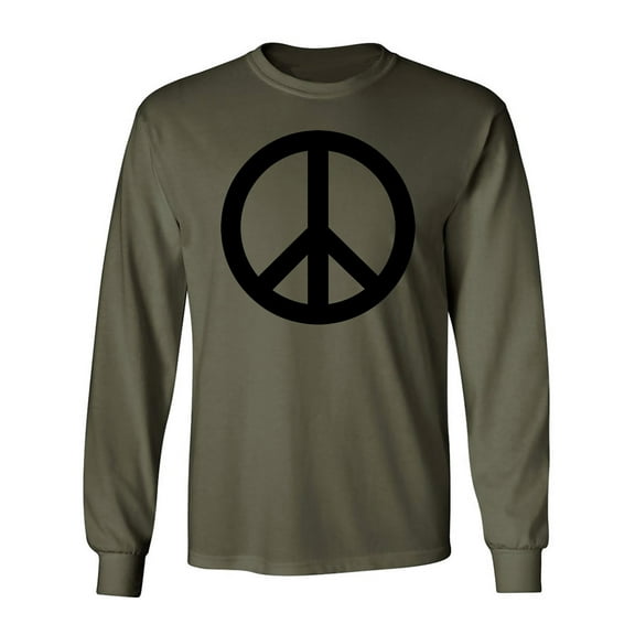 Peace Sign Long Sleeve T-Shirt in military green
