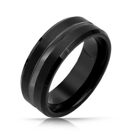 Bling Jewelry Mens Matte Polish Finish Black Tungsten 