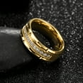 thumbnail image 2 of Tungsten Wedding Band w/ 15 Cubic Zirconia in Silver Black Gold 8mm Ring, 2 of 4