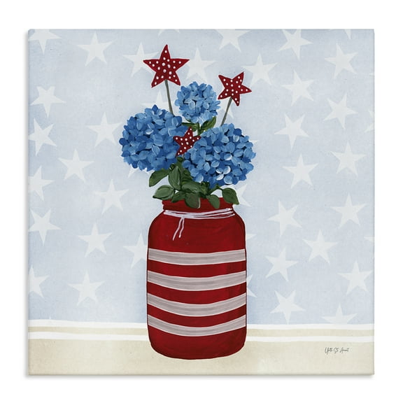 Stupell Industries Summer Stars Bouquet Patriotic Painting Wrapped Canvas Art Print Wall Art, 17 x 17
