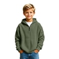 thumbnail image 2 of Boys Quarter Zip Hoodie Waffle Knit Pullover Sweatshirt with Kangaroo Pocket Relaxed Casual Fall Hoodies, 2 of 6