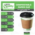 thumbnail image 2 of 12 oz Compostable Paper Cups with Black Dome Lids and Sleeves - Biodegradable Disposable White Paper Coffee Cups PLA Lined - Eco-friendly Hot and Cold Drinking Cups (100), 2 of 4