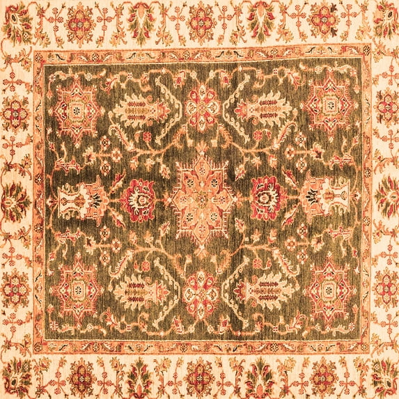 Ahgly Company Indoor Square Oriental Orange Traditional Area Rugs, 4' Square
