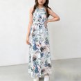 thumbnail image 2 of Lvshlubb Girls Summer Dress Floral Printed V Neck Sleeveless Halter Dresses for Vacation Beach Girls Clothing Size 8-12, 2 of 7