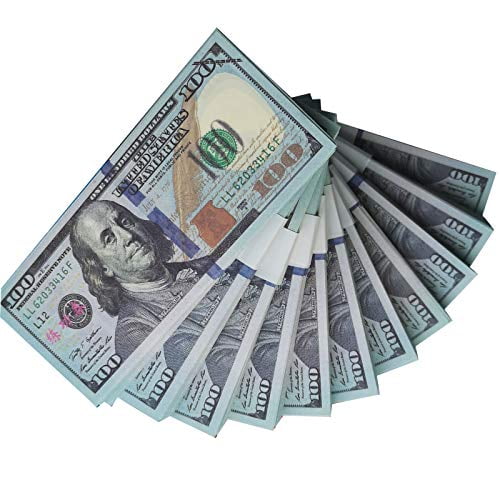 Muvopct Movie Prop Money Full Print 2 Sided,100 pcs 100 Dollar Bills