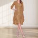 thumbnail image 2 of Vestido de encaje para mujer cárdigan traje con cuello cuadrado volantes ajuste holgado traje de vacaciones, 2 of 8