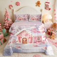thumbnail image 2 of Manfei Christmas Queen Comforter Set Candy Comforter Sets Queen, Lilac White 3-Pieces 1 Comforter and 2 Pillowcases, Pink Reversible, 2 of 6
