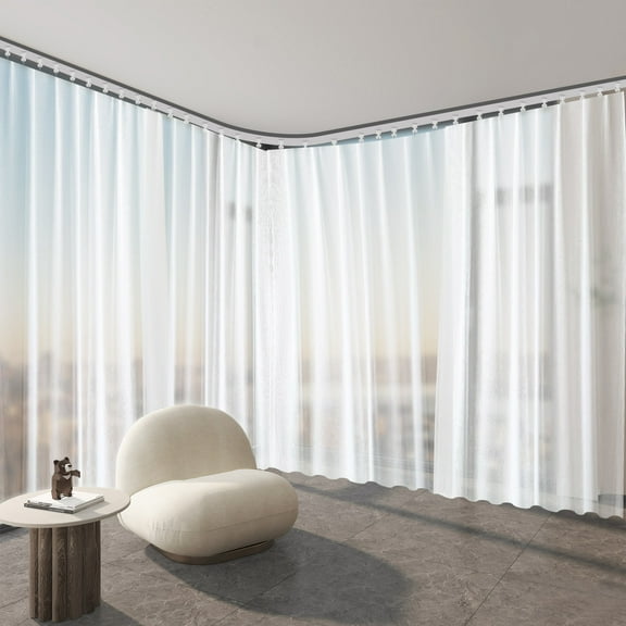Corner Connectors Curtain Rail System (9-12ft Track Set) Room divider Ceiling Track set for Curtains with hooks