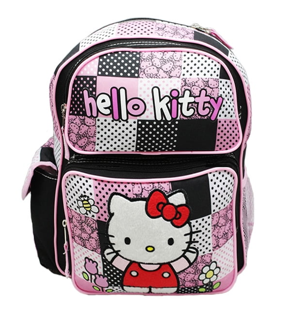 Sanrio Hello Kitty Fullbody Flowers 10" Canvas Black Grils Mini School Backpack 