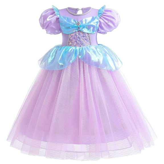SUEE Girls Mermaid Princess Dress Ariel Costume Wedding Halloween Outfits, Size 3-9T