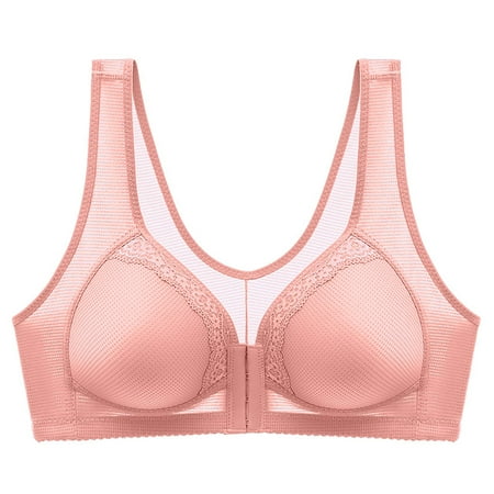 

Felwors Women Lace Front Buckle Underwear Without Rims Vest Lace Plus Size Bra 36