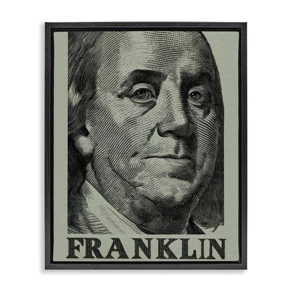 Stupell Industries Eclectic Franklin's Influence Portrait Black Floating Frame Canvas Art, 17 x 21, by Svetlana Aleynikova