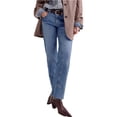 thumbnail image 5 of Women Middle Waist Light Washed Straight Leg Denim Pants Casual Ankle Jeans, 5 of 7
