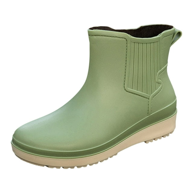 Chaussures de Pluie pour Femmes Version Coréenne Couleur Unie Mode Tube Court Chaussures d'Eau pour Femmes