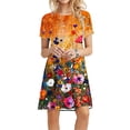 thumbnail image 1 of Puntoco Vestido De Manga Corta Para Mujer, Vestido Con Cuello Redondo Y Estampado Floral, Vestido De Manga Corta Con Cuello Redondo, Color S,Regalos Para Mujer Joven, 1 of 5