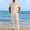 Khaki, variant on 100% Cotton Linen Shirt Pants Outfits:Men's Linen Sets 2 Piece Short Sleeve Shirts Yoga Pants Beach Wedding Suits Pocket White