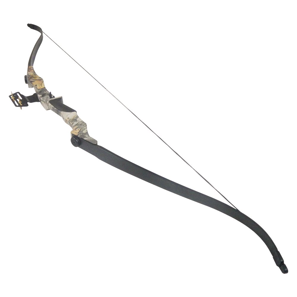 40 lb Black / White / Camouflage Camo Archery Hunting Recurve Bow w